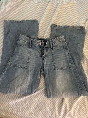 Aeropostale Light Blue Flare Jeans with Front Patch Pockets